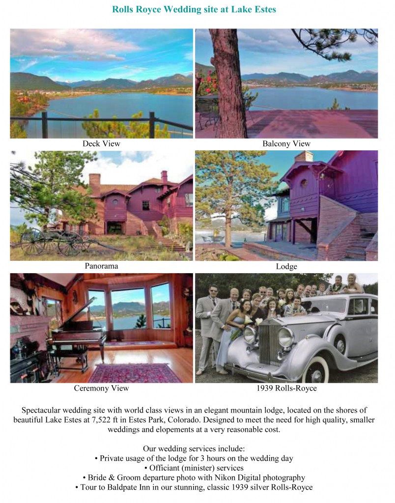 Rolls Royce Wedding site at Lake Estes